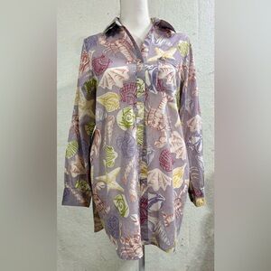 Relaxed Lavender Shell-Print Button-Down Shirt